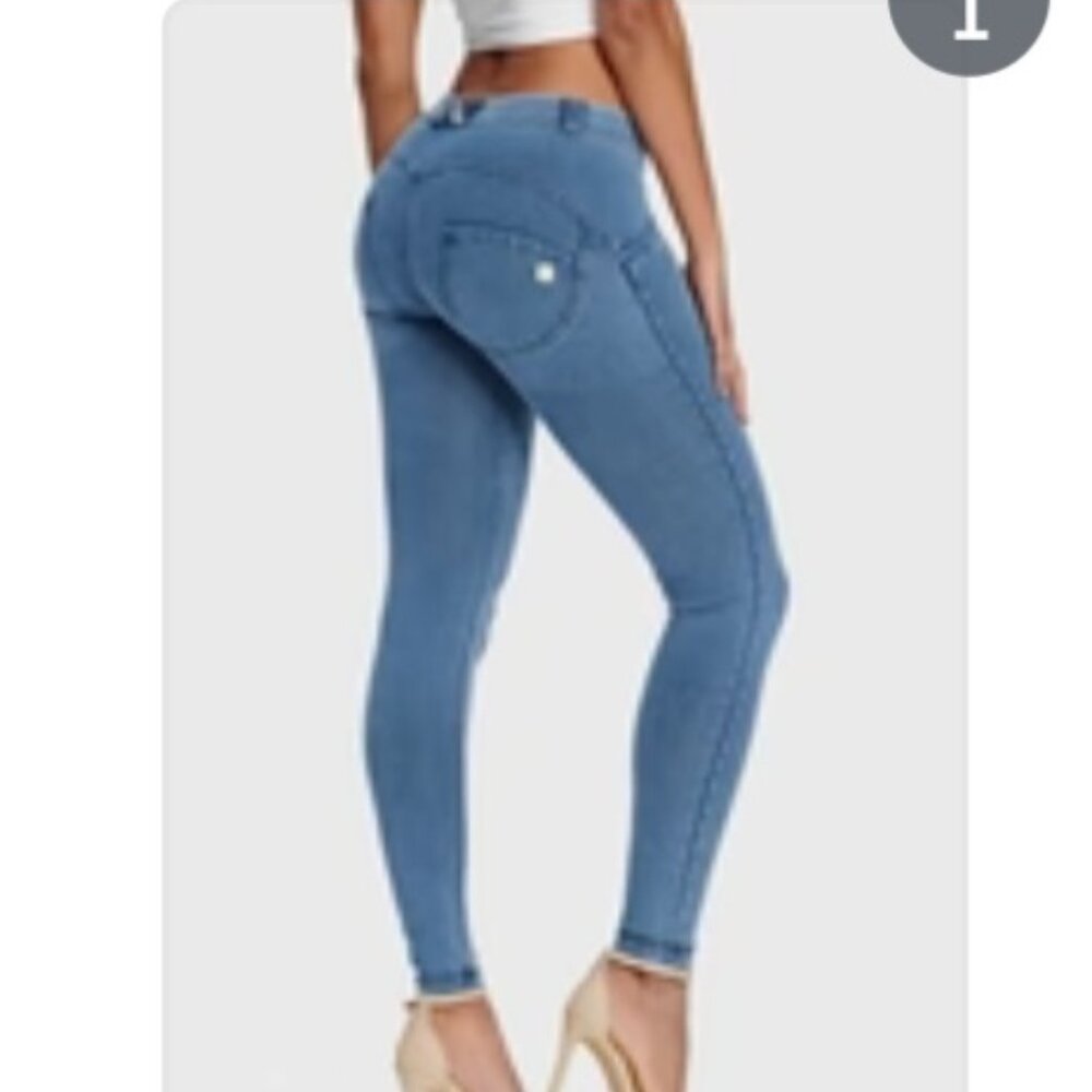 WR.UP® Denim - Mid Rise - Full Length - Light Blue + Blue Stitching XS / Light B